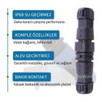 IPS68 Su Geçirmez 2Pin Kablo Konnektörü Dişi Fiş ve Erkek Soket